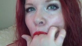 Up Close Finger Sucking, Red Lipstick, Moaning and Spit Fetish